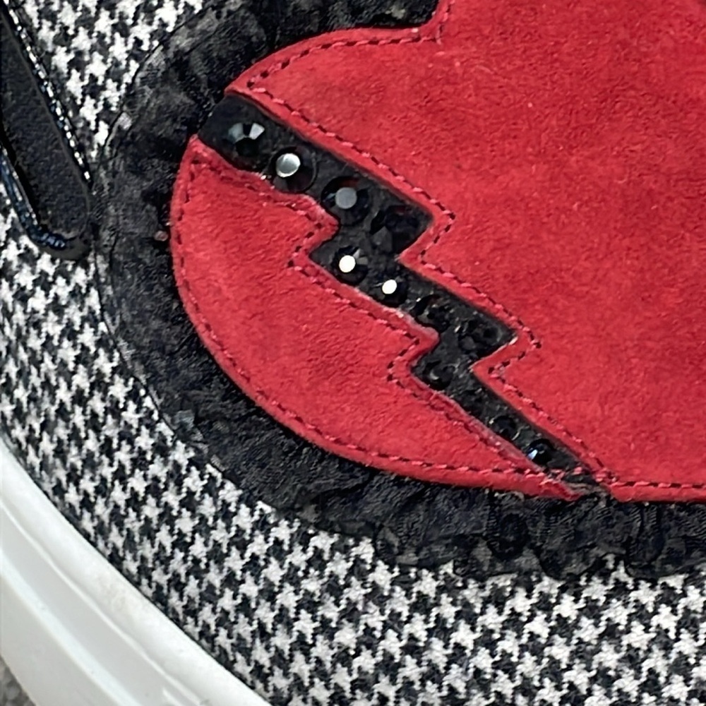 Charlotte Olympia Alex Houndstooth Broken Heart Platform Sneakers Slip On - Picture 6 of 10
